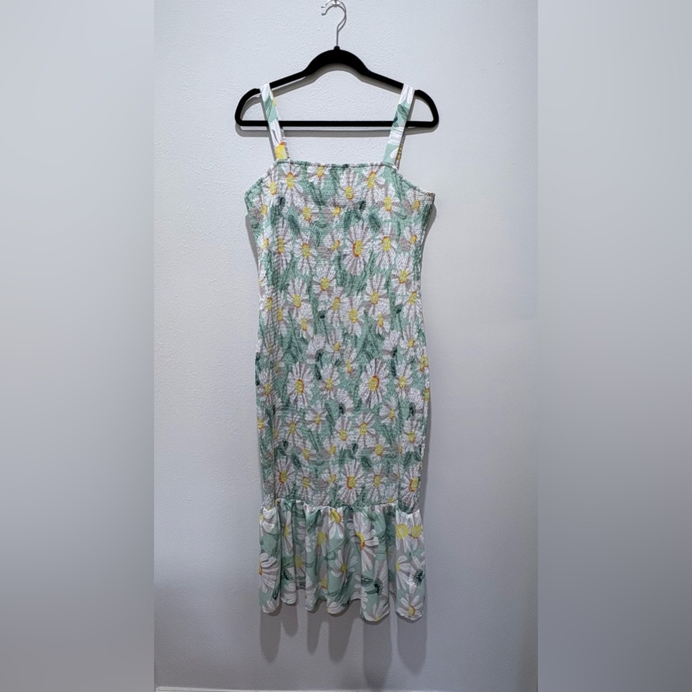 Amazon Green and Yellow Floral Midi Dress